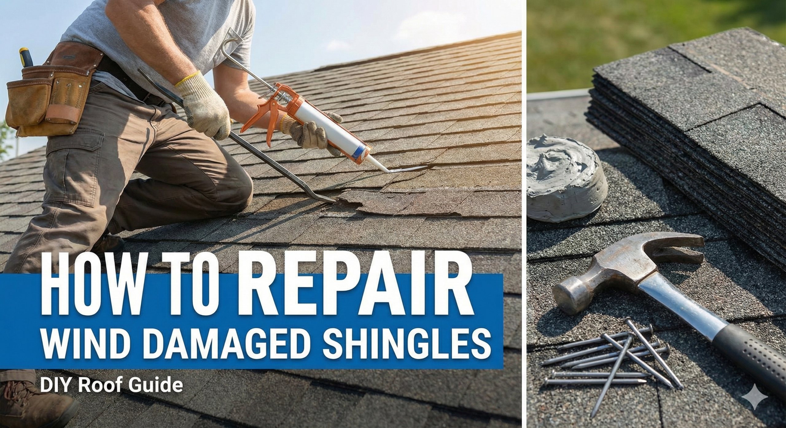 Repairing wind damaged shingles on a roof