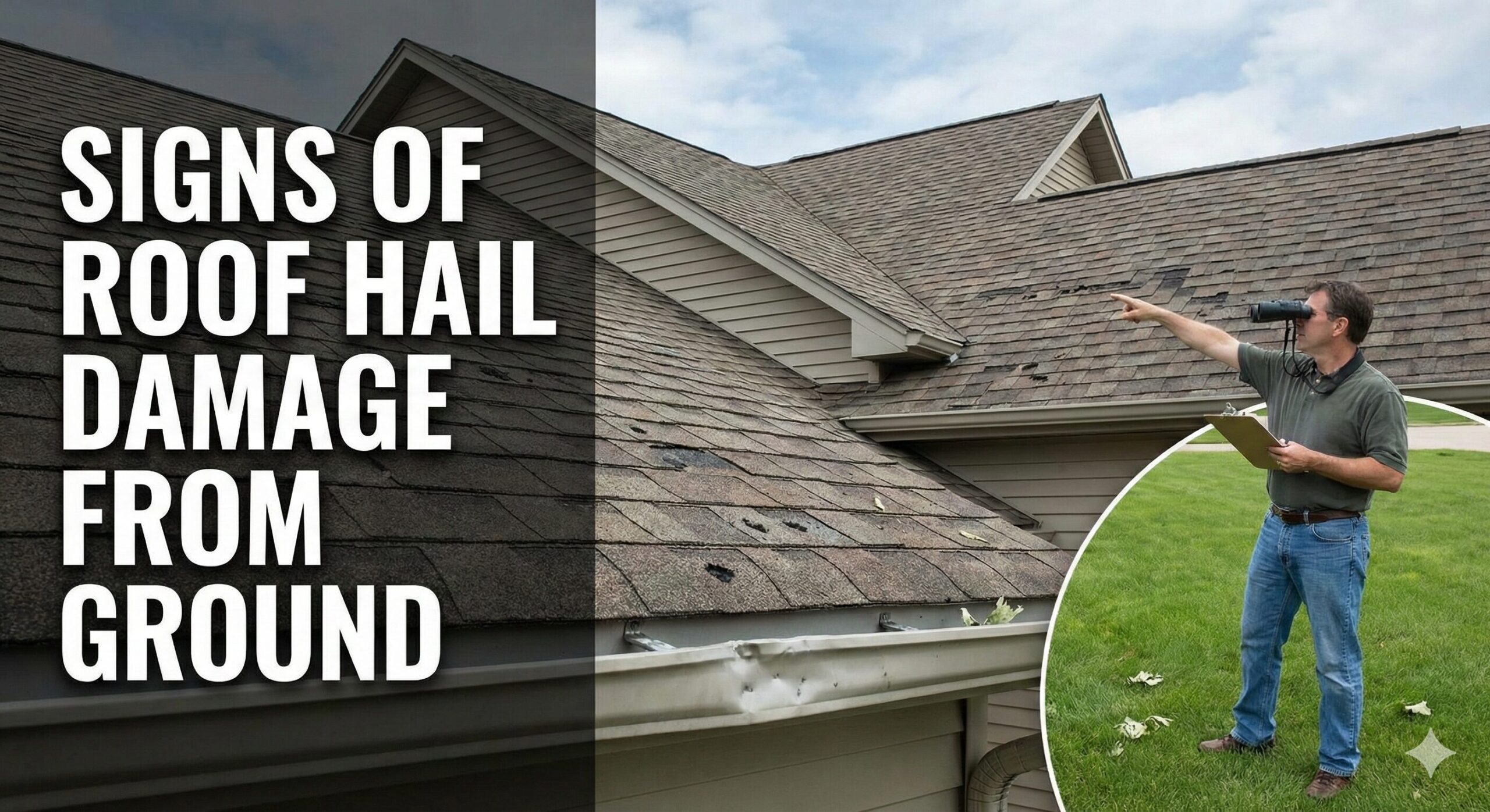 Storm clouds gathering over a residential roof
