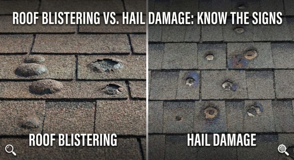 roof blistering vs hail damage